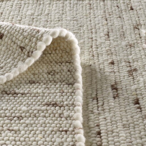 Wollen vloerkleed handweef Oslo - crème - close up vouw, thumbnail