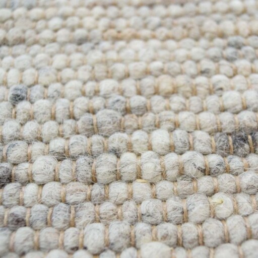 Wollen vloerkleed handweef Ylva - beige/grijs - close up materiaal, thumbnail