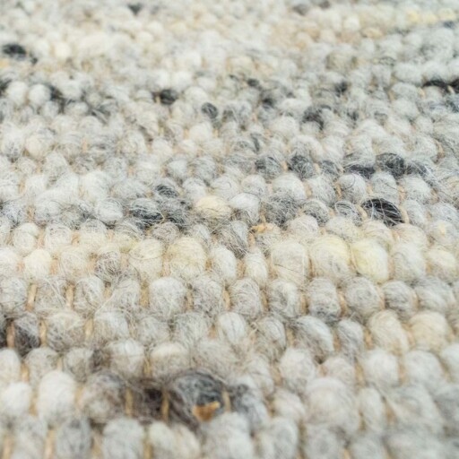 Wollen vloerkleed handweef Veve - grijs/crème - close up materiaal, thumbnail