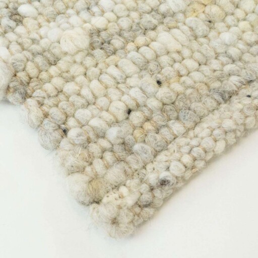 Wollen vloerkleed handweef Veve - beige/grijs - close up hoek, thumbnail