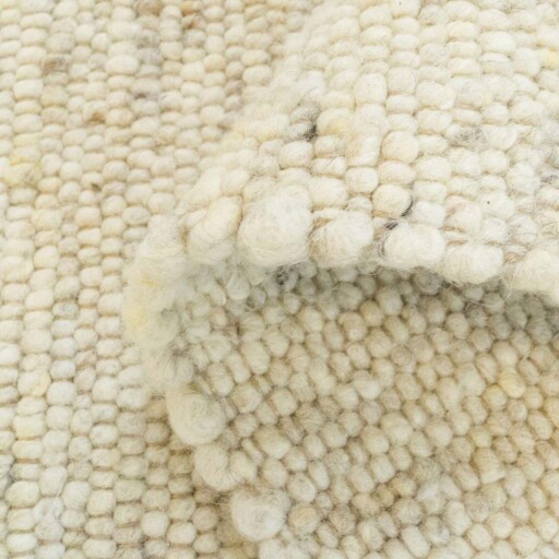 Wollen vloerkleed handweef Veve - beige/crème - close up vouw, thumbnail