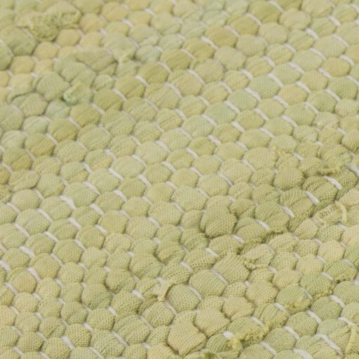 Kelim vloerkleed strepen handweef Bomull - groen/wit - close up materiaal, thumbnail