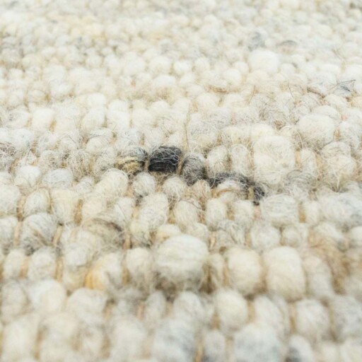 Wollen vloerkleed handweef Veve - beige/grijs - close up materiaal, thumbnail