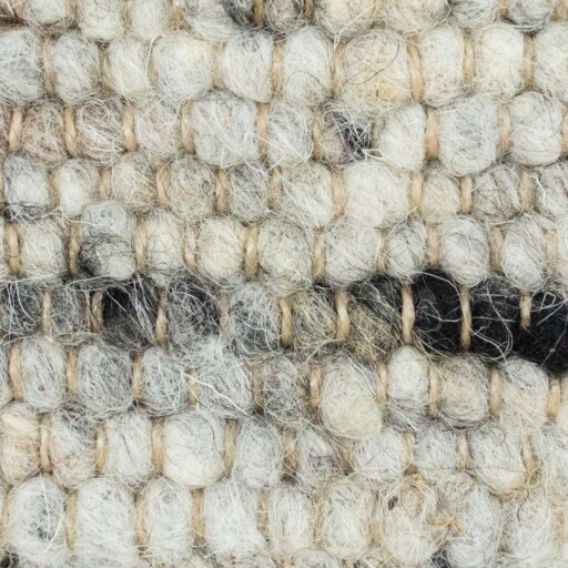 Wollen vloerkleed handweef Veve - grijs/crème - close up materiaal, thumbnail