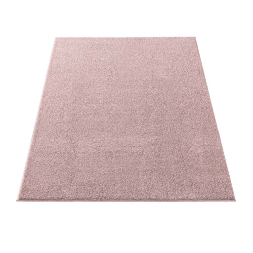 Effen vloerkleed Qualis - roze - overzicht schuin, thumbnail