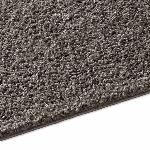 Hoogpolig vloerkleed effen Classic - donkergrijs - close up zijkant, thumbnail