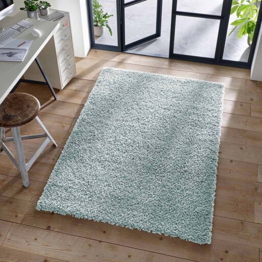 Hoogpolig vloerkleed effen Classic - lichtblauw - sfeer