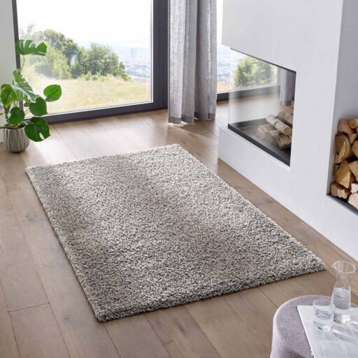 Hoogpolig vloerkleed effen Classic - grijs - sfeer, thumbnail