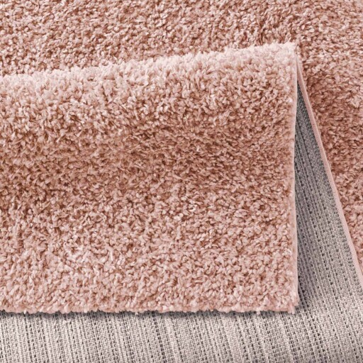 Hoogpolig vloerkleed effen Classic - roze - close up vouw, thumbnail