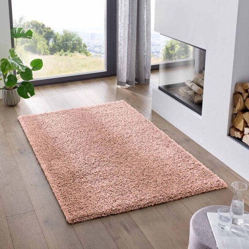 Hoogpolig vloerkleed effen Classic - roze - sfeer, thumbnail