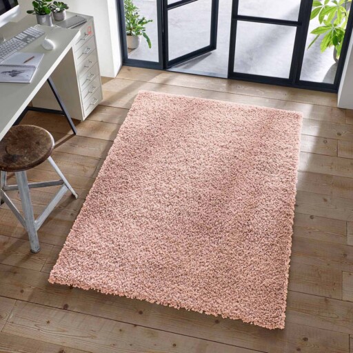 Hoogpolig vloerkleed effen Classic - roze - sfeer