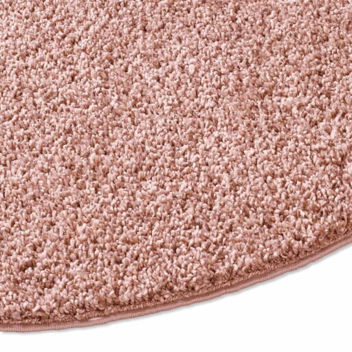 Rond vloerkleed hoogpolig effen Classic - roze - close up zijkant, thumbnail