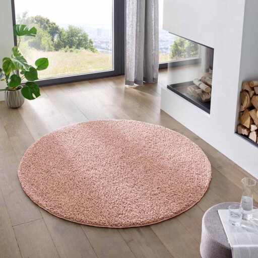 Rond vloerkleed hoogpolig effen Classic - roze - sfeer, thumbnail