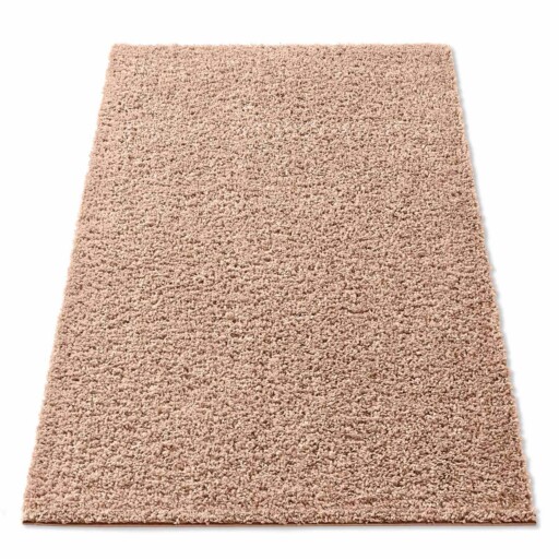 Hoogpolig vloerkleed effen Spectrum - beige - overzicht schuin, thumbnail