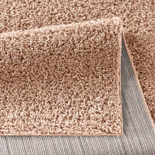 Hoogpolig vloerkleed effen Spectrum - beige - close up vouw, thumbnail