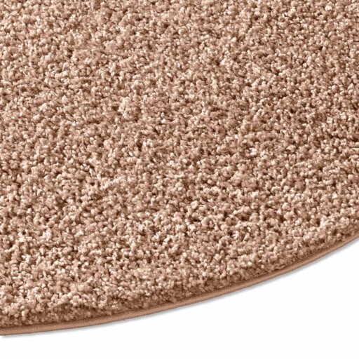 Rond vloerkleed hoogpolig effen Spectrum - beige - close up zijkant, thumbnail