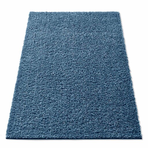 Hoogpolig vloerkleed effen Spectrum - blauw - overzicht schuin, thumbnail