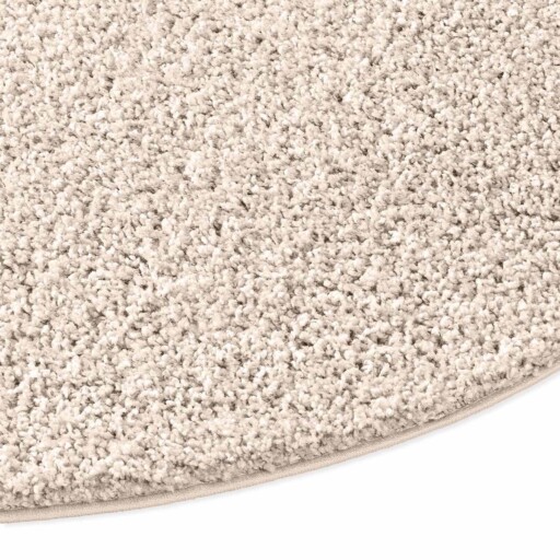 Rond vloerkleed hoogpolig effen Spectrum - crème - close up zijkant, thumbnail