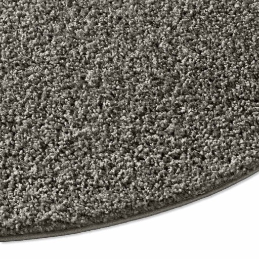 Rond vloerkleed hoogpolig effen Spectrum - donkergrijs - close up zijkant, thumbnail