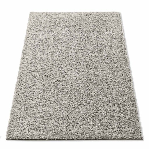 Hoogpolig vloerkleed effen Spectrum - lichtgrijs - overzicht schuin, thumbnail