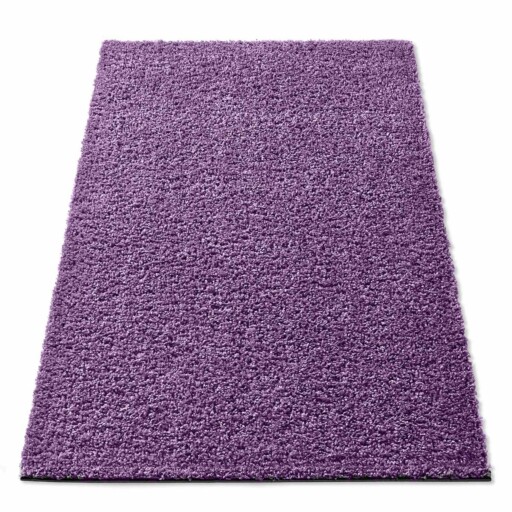 Hoogpolig vloerkleed effen Spectrum - paars - overzicht schuin, thumbnail