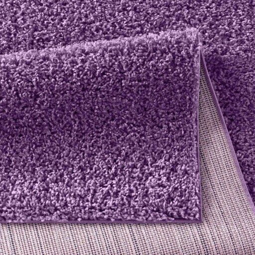 Hoogpolig vloerkleed effen Spectrum - paars - close up vouw, thumbnail