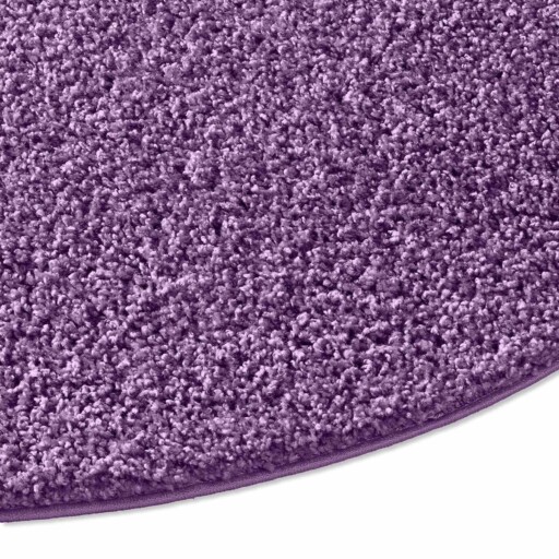 Rond vloerkleed hoogpolig effen Spectrum - paars - close up zijkant, thumbnail