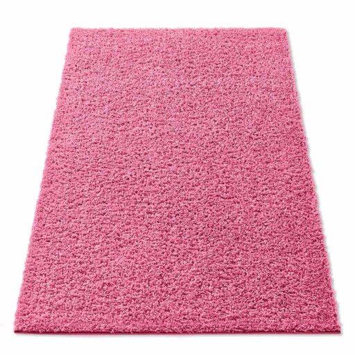 Hoogpolig vloerkleed effen Spectrum - roze - overzicht schuin, thumbnail