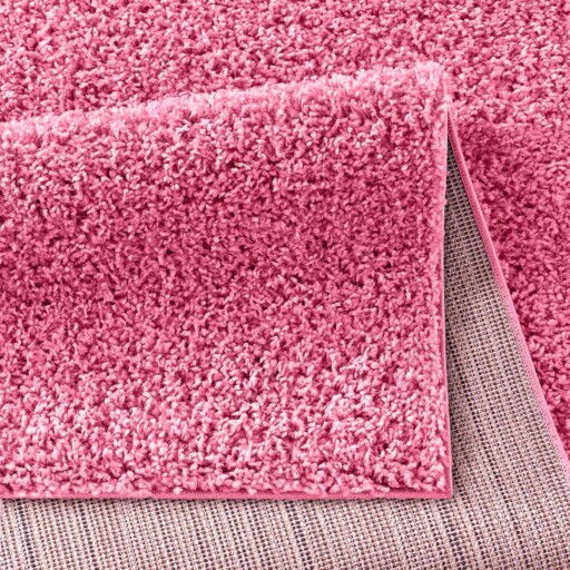 Hoogpolig vloerkleed effen Spectrum - roze - close up vouw, thumbnail