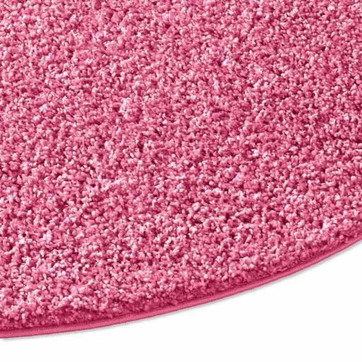 Rond vloerkleed hoogpolig effen Spectrum - roze - close up zijkant, thumbnail