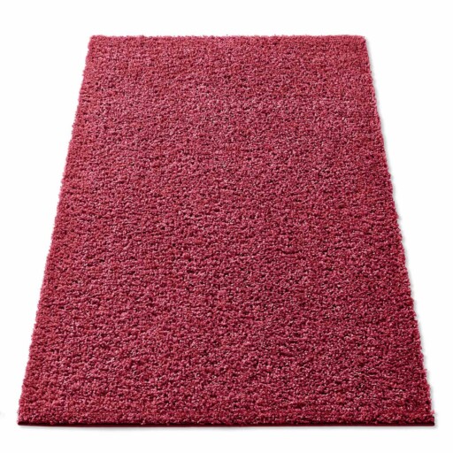 Hoogpolig vloerkleed effen Spectrum - rood - overzicht schuin, thumbnail