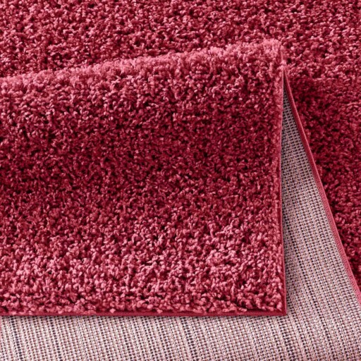 Hoogpolig vloerkleed effen Spectrum - rood - close up vouw, thumbnail