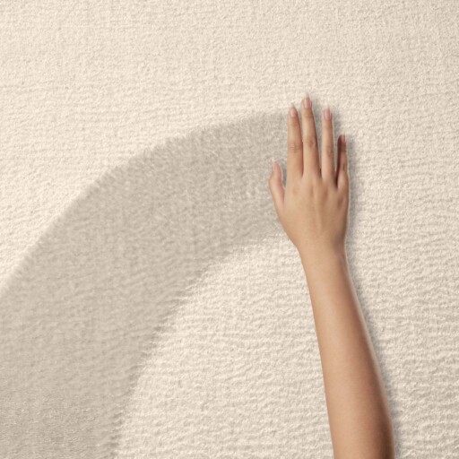 Zacht rond vloerkleed Loft - crème - wasbaar 30°C - close up materiaal, thumbnail