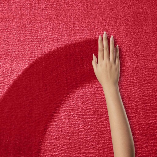 Zacht rond vloerkleed Loft - rood - wasbaar 30°C - close up materiaal, thumbnail