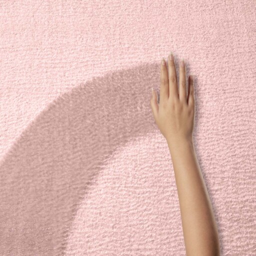 Zacht rond vloerkleed Loft - roze - wasbaar 30°C - close up materiaal, thumbnail