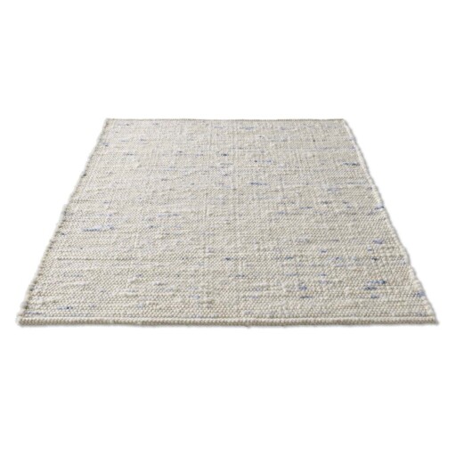 Wollen vloerkleed handweef Oslo - crème/blauw - overzicht schuin, thumbnail