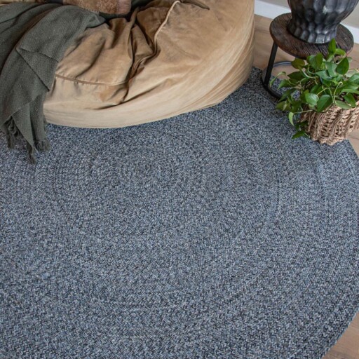Rond vloerkleed katoen - Joy blauw - sfeer, thumbnail