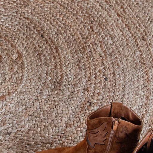 Rond jute vloerkleed - Pure - naturel - close up materiaal, thumbnail