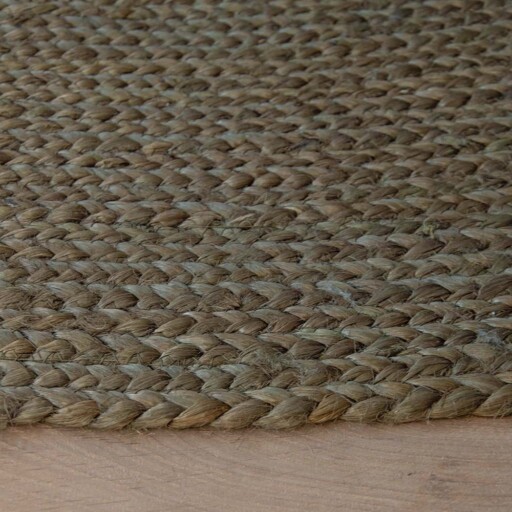 Rond jute vloerkleed - Pure - olijfgroen [special edition] - close up zijkant