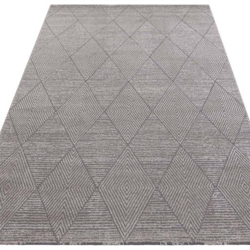 Design vloerkleed ruiten Monte ELLE - grijs - overzicht schuin, thumbnail