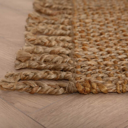 Jute loper Chunky - Boho & me - goud/naturel - close up hoek, thumbnail