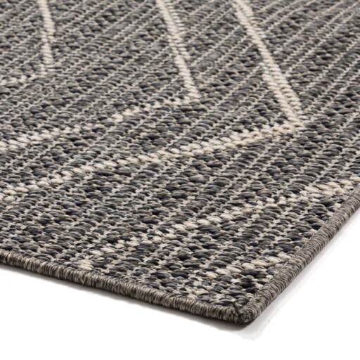 Buitenkleed zig zag Summer - grijs/crème - close up hoek, thumbnail