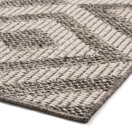 Buitenkleed ruiten Kjeld - grijs/crème - close up hoek, thumbnail