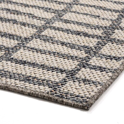 Buitenkleed Bricks - donkerblauw/crème - close up hoek, thumbnail