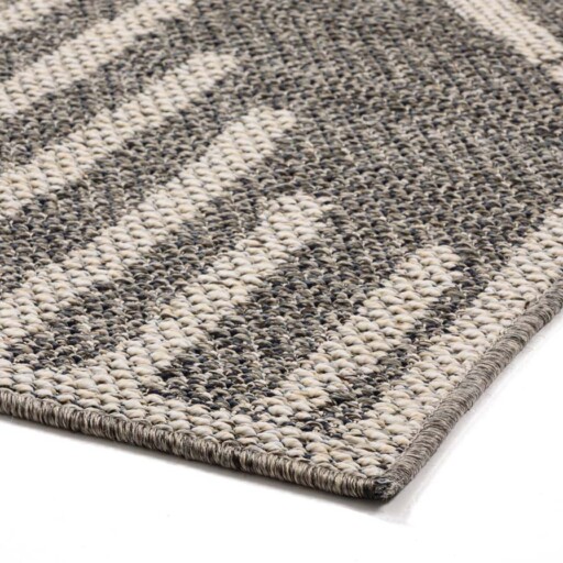 Buitenkleed Boho - grijs/crème - close up hoek, thumbnail