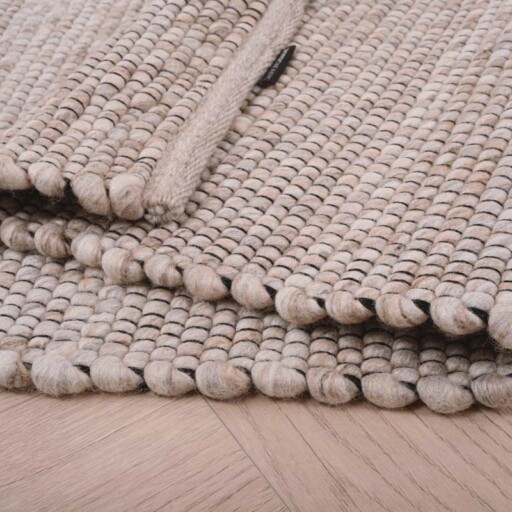 Wollen vloerkleed Lett - beige/crème - close up vouw, thumbnail