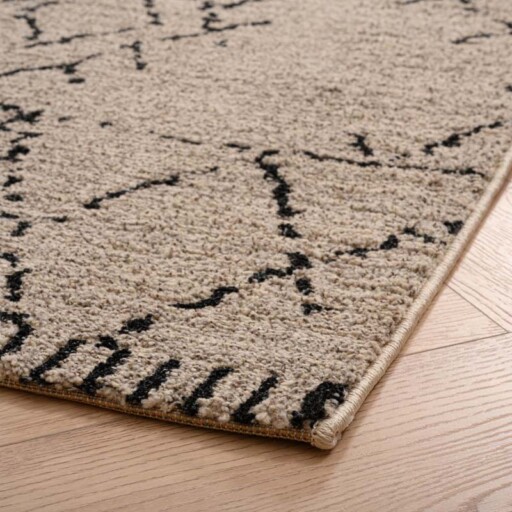 Berber vloerkleed Beni Ouarain Sufian - grijs/zwart - close up hoek, thumbnail