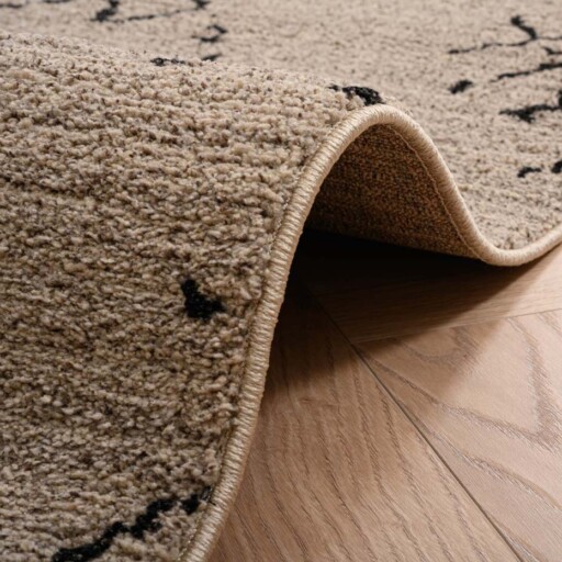 Berber vloerkleed Beni Ouarain Sufian - grijs/zwart - close up rol, thumbnail