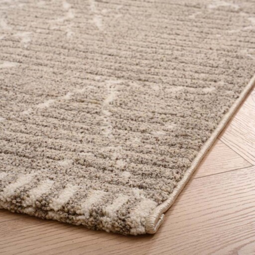 Berber vloerkleed Beni Ouarain Sufian - lichtgrijs/crème - close up hoek, thumbnail