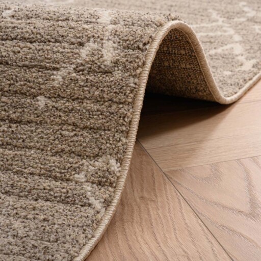 Berber vloerkleed Beni Ouarain Sufian - lichtgrijs/crème - close up rol, thumbnail